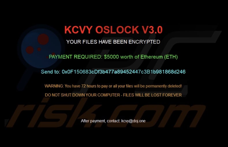 Messaggio del ransomware KCVY OSLOCK