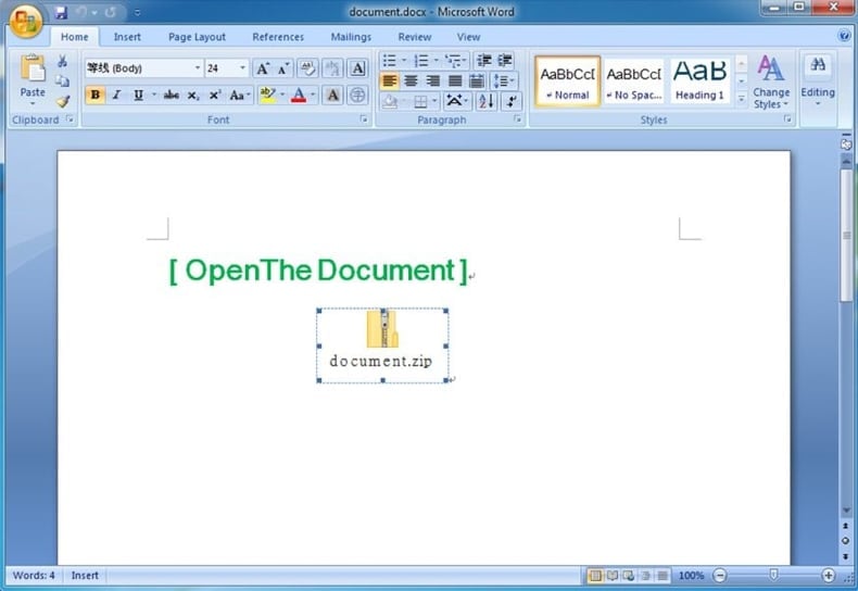Documento di distribuzione di MostereRAT