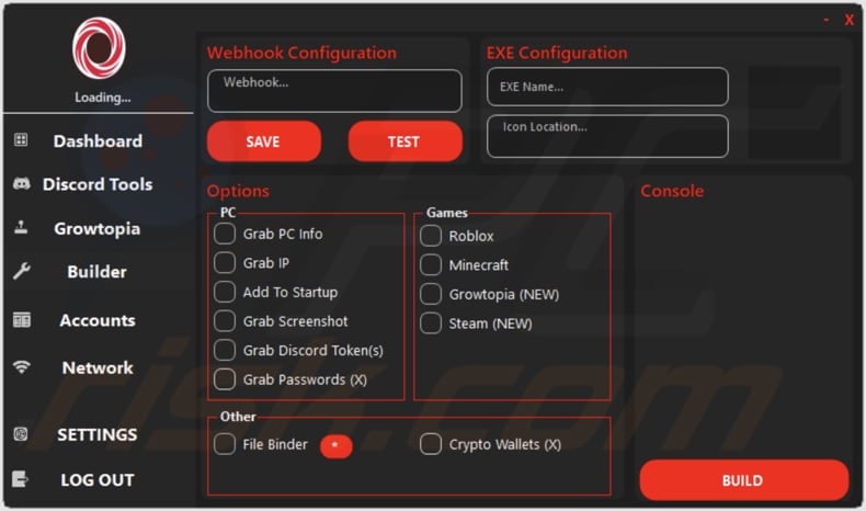 Pannello di amministrazione di Osprey Stealer