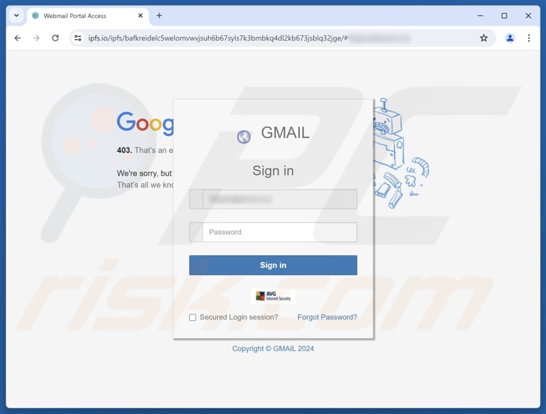 Avviso di sicurezza - Abbiamo rilevato un sito di phishing che utilizza un malware trojan tramite e-mail