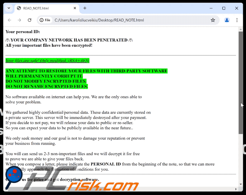 Nota di riscatto del ransomware SolutionWeHave (READ_NOTE.html) GIF