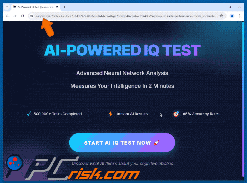 Apparizione della truffa AI-POWERED IQ TEST