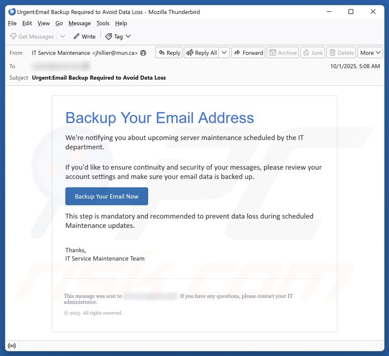 Esegui il backup del tuo indirizzo e-mail campagna di spam via e-mail