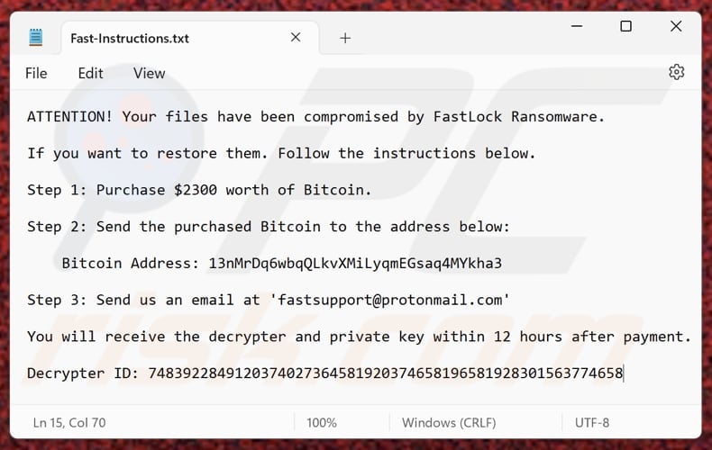 FastLock ransomware file di testo (Fast-Instructions.txt)