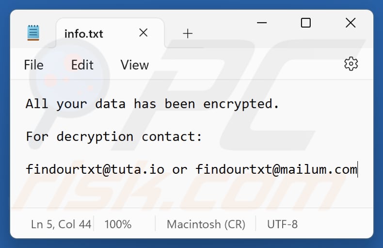 File txt del ransomware FIND (info.txt)