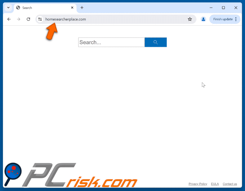 homesearcherplace.com reindirizza (tramite instantsearchly.com) a Bing (GIF)