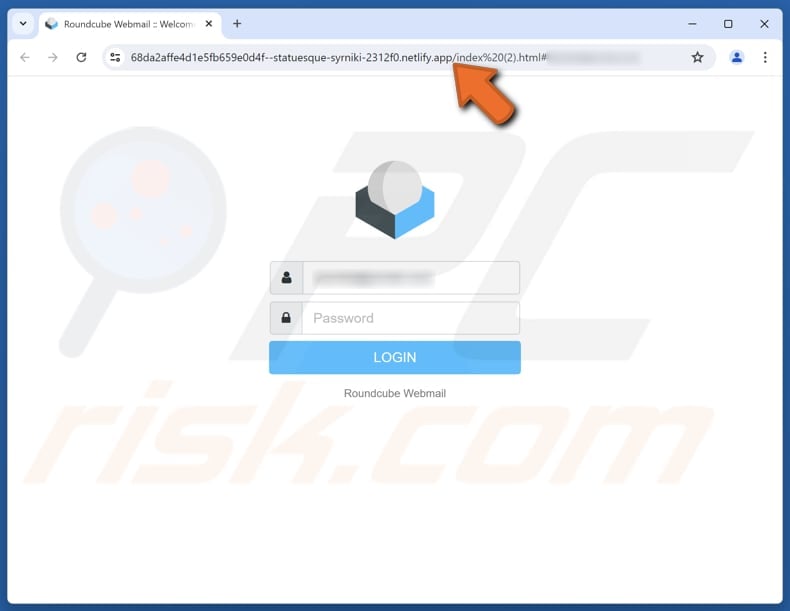 Pagina di phishing dell'e-mail di aggiornamento obbligatorio del sistema