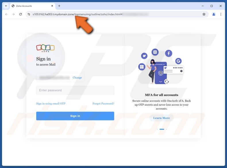 Meta Ads Critical Copyright Violations Pagina di phishing per truffe via e-mail