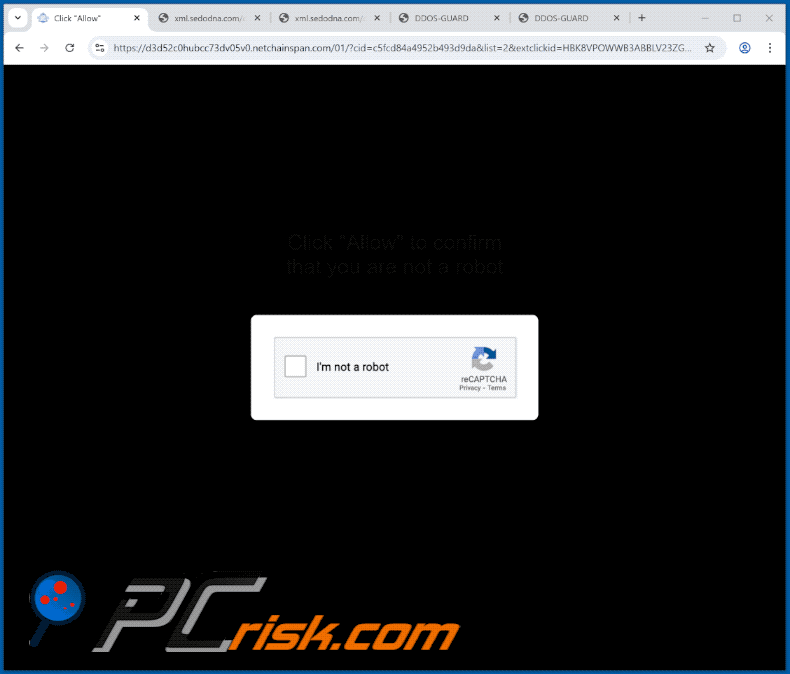 Aspetto del sito web netchainspan[.]com (GIF)