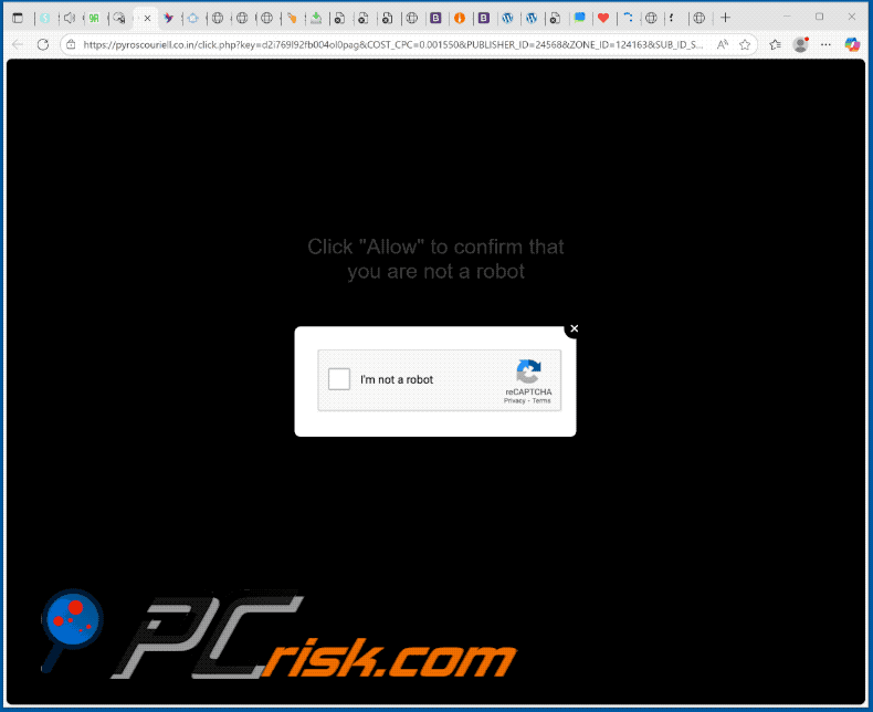 aspetto del sito web pyroscouriell.co[.]in (GIF)