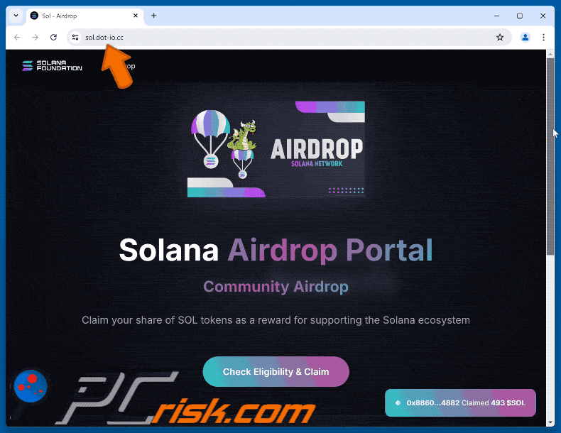 Solana airdrop aspetto della truffa via e-mail