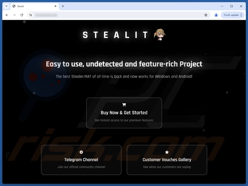 Stealit malware promozione del sito web