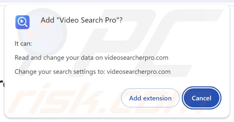 Il browser hijacker Video Search Pro richiede autorizzazioni