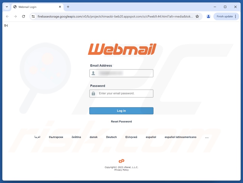 Your Email Has Stopped Working e-mail truffaldina che promuoveva un sito di phishing