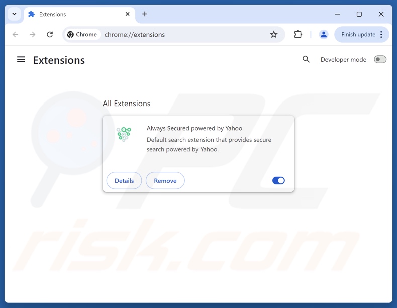Rimozione delle estensioni di Google Chrome correlate a alwayssecuredsearch.com