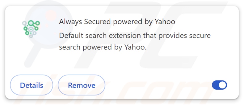 Always Secured powered by Yahoo browser hijacker