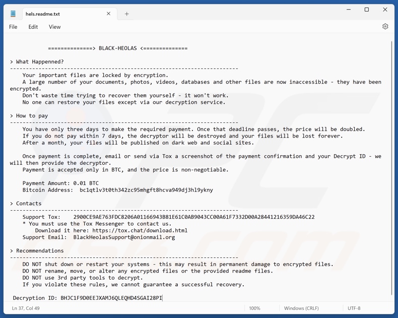 BLACK-HEOLAS ransomware richiesta di riscatto (hels.readme.txt)