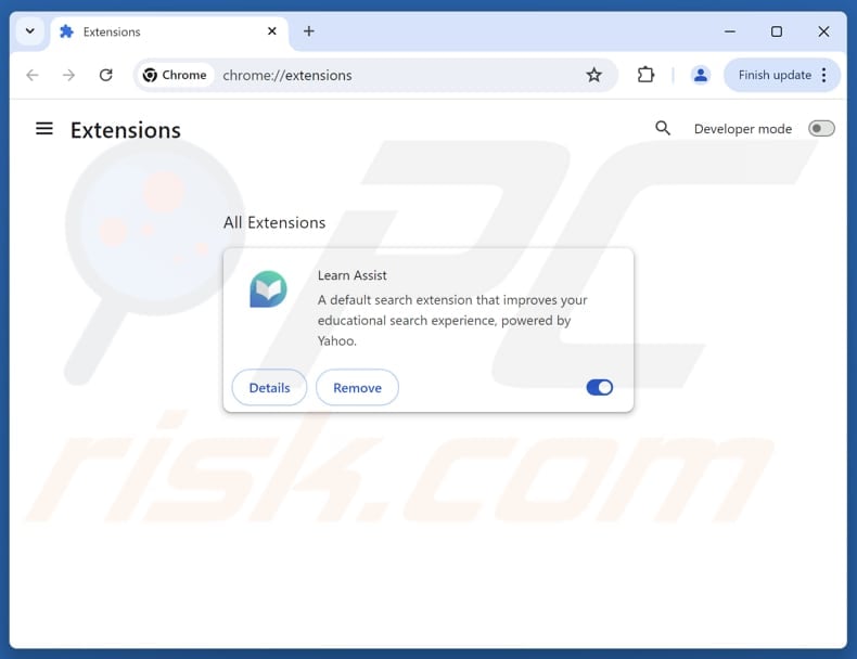 Rimozione delle estensioni di Google Chrome correlate a learnassistsearch.com