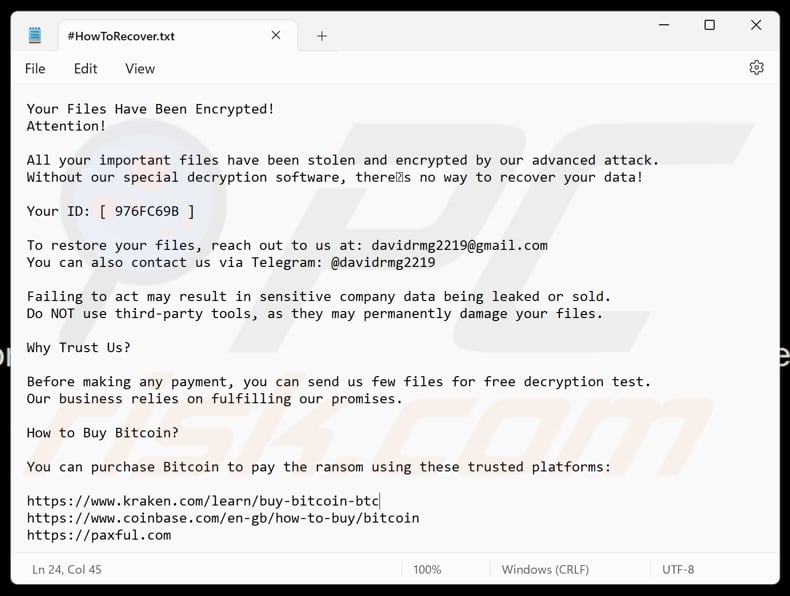 Lord ransomware file di testo (HowToRecover.txt)