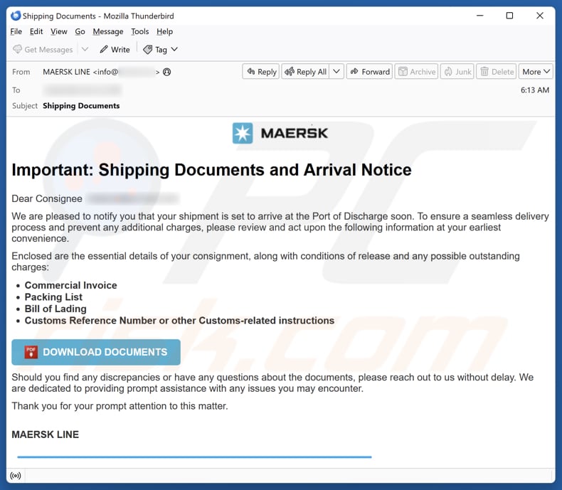 Email Account Failure Notice campagna di spam via e-mail