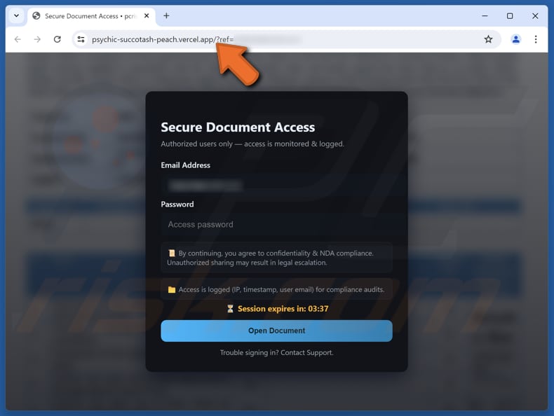 Payment Advice Email Pagina falsa truffaldina