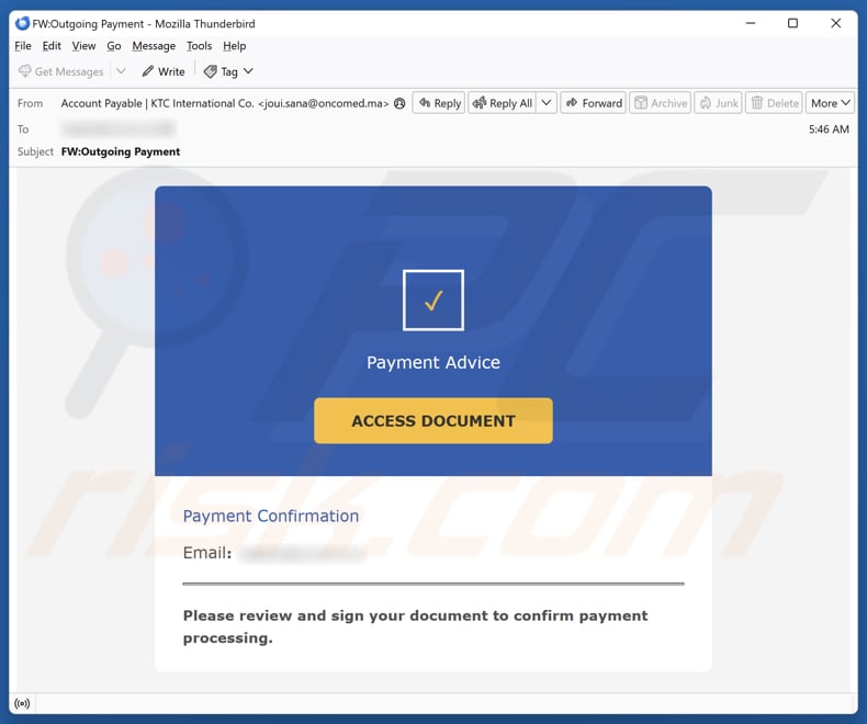 Email Account Failure Notice campagna di spam via e-mail