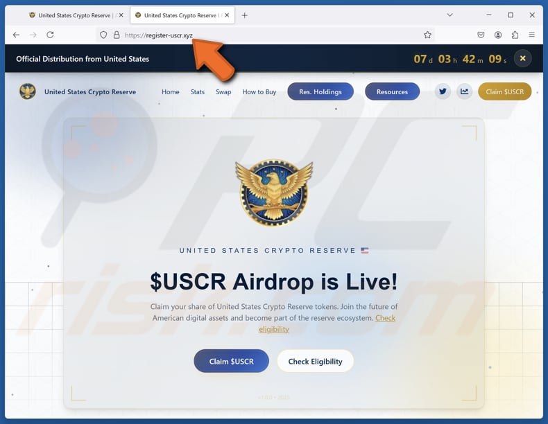 United States Crypto Reserve ($USCR) Airdrop Truffa un'altra variante