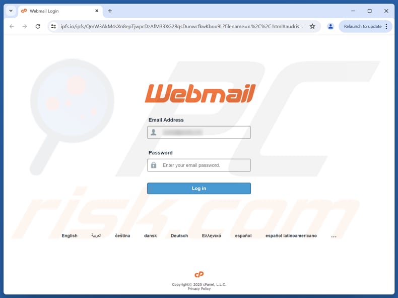 Unverified Login Attempt Pagina di phishing per truffe via e-mail