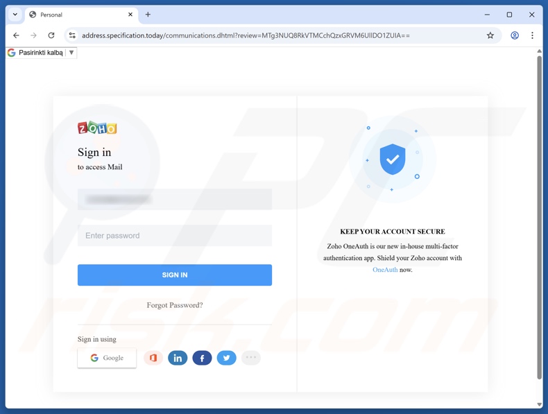 Your Mail Is On Hold e-mail truffaldina che promuoveva un sito di phishing
