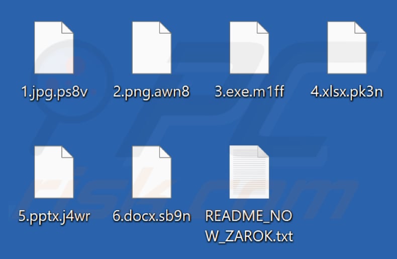 File crittografati dal ransomware Zarok (estensione casuale)