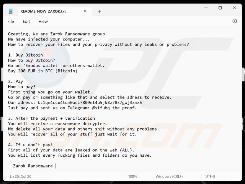 Zarok ransomware file di testo (README_NOW_ZAROK.txt)