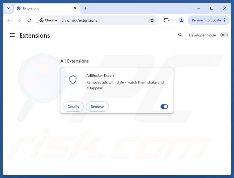 Rimozione degli annunci indesiderati da Google Chrome passo 2