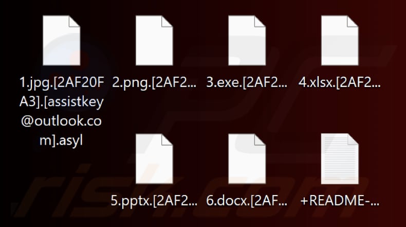 File crittografati dal ransomware Asyl (estensione .asyl)