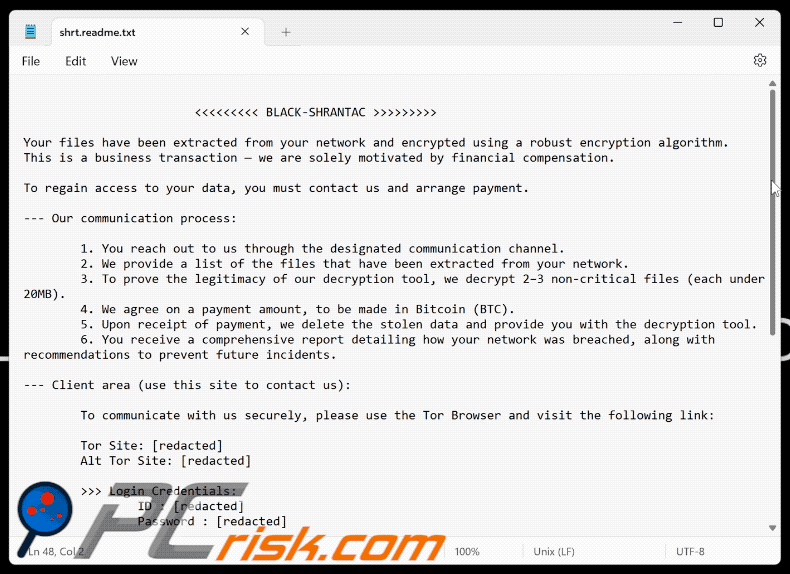 Black Shrantac ransomware richiesta di riscatto (shrt.readme.txt) GIF