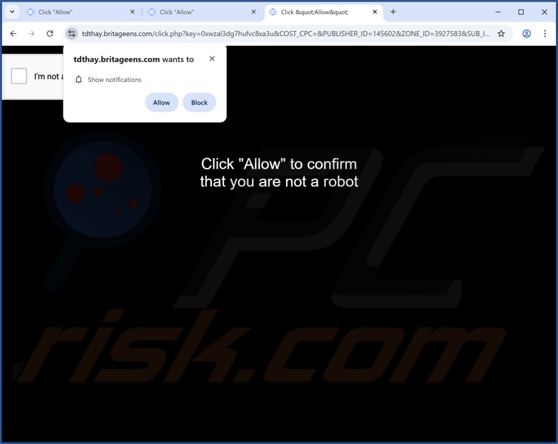 britageens[.]com pop-up reindirizza