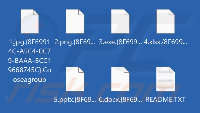 File crittografati dal ransomware Cooseagroup (estensione .Cooseagroup)