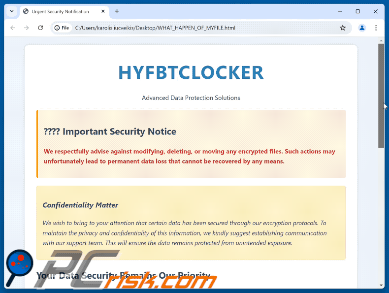 HYFBTCLOCKER ransomware richiesta di riscatto (WHAT_HAPPEN_OF_MYFILE.html) GIF