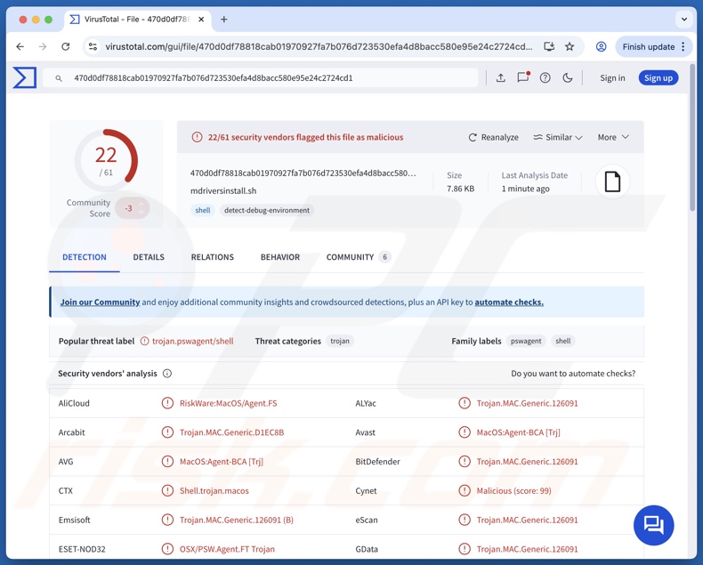 NovaStealer malware rilevamenti su VirusTotal