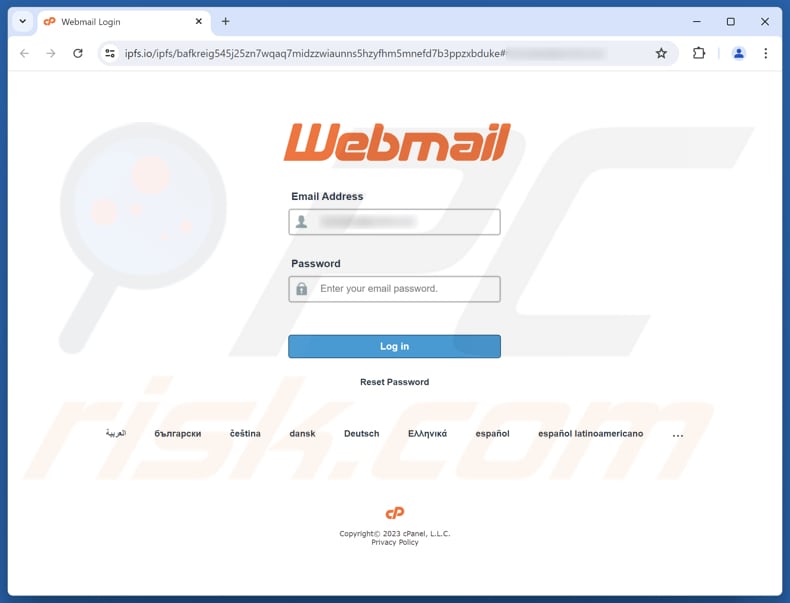 Request To Cancel Your Webmail Account Pagina di phishing per truffe via e-mail