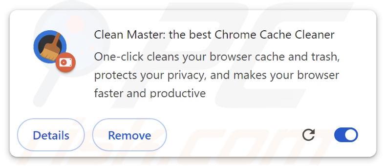 ShadyPanda estensione del browser (Clean Master: the best Chrome Cache Cleaner)