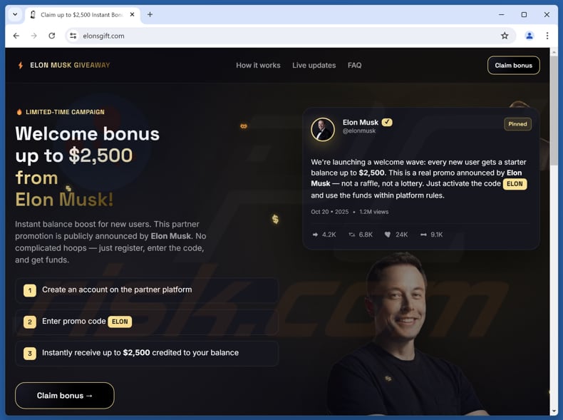 Elon Musk Giveaway truffa