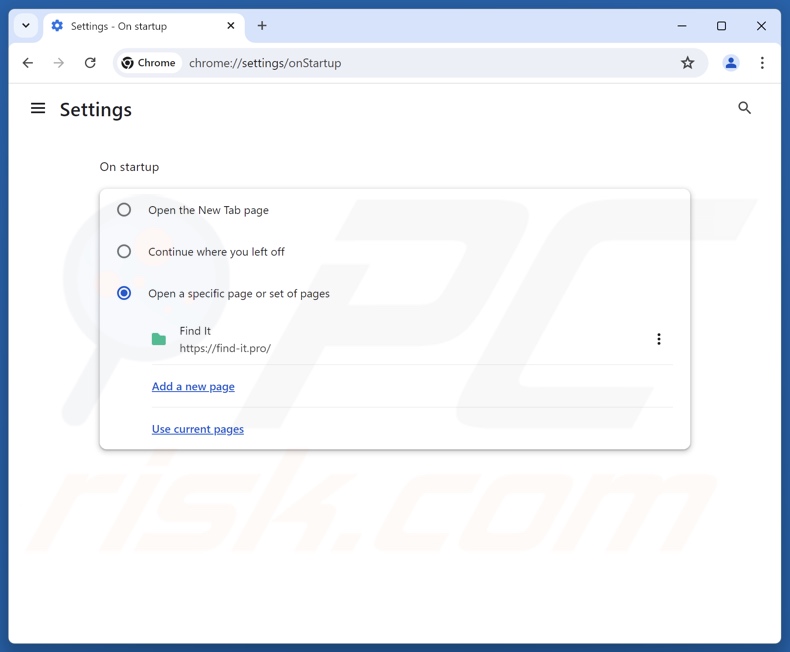 Rimozione di find-it.pro dalla pagina iniziale di Google Chrome