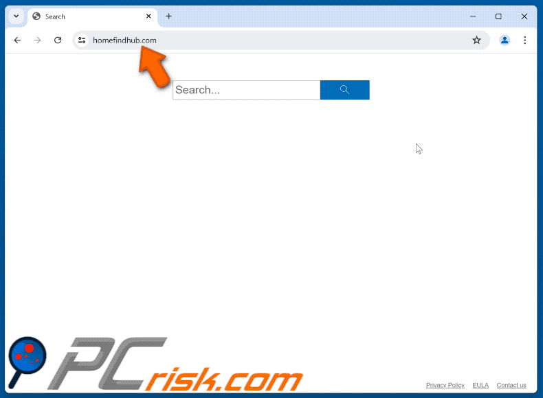 homefindhub.com reindirizza tramite websearchesportal.com a Bing (GIF)
