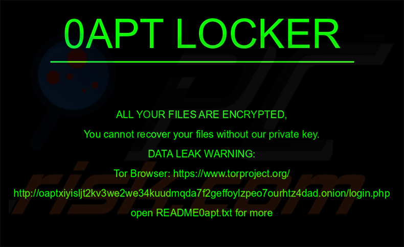 0apt Locker ransomware sfondo