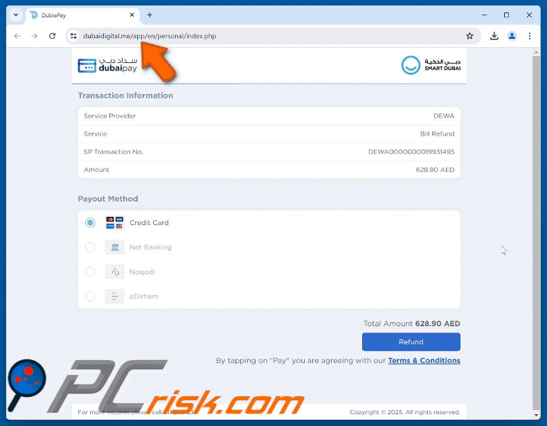 Dubai Pay - Truffa via e-mail relativa a richieste di rimborso