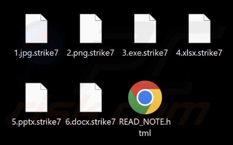 File crittografati dal ransomware Strike (estensione .strike7)