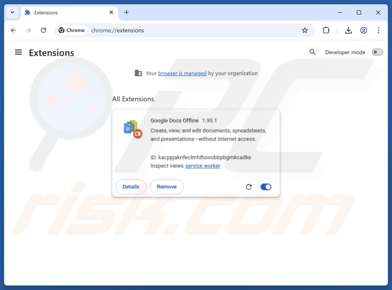 Come rimuovere l'estensione falsa Google Docs Offline da Google Chrome 2