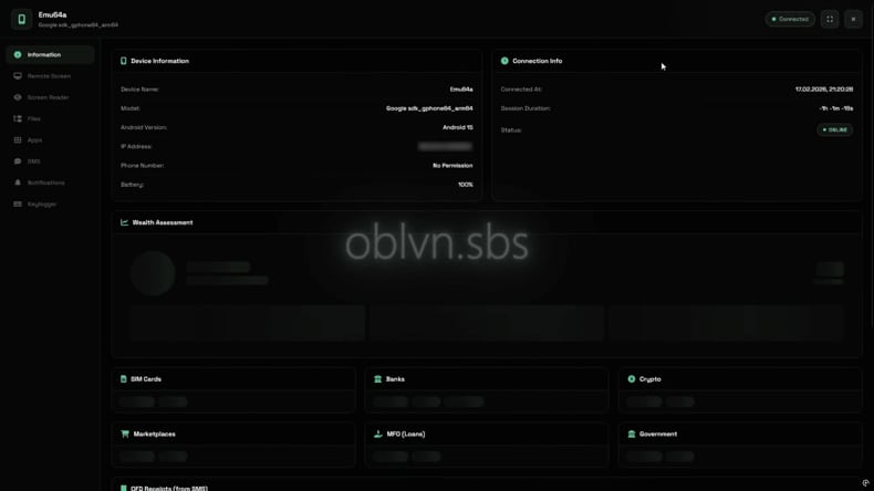 Oblivion RAT fonte del pannello (iverify.io)