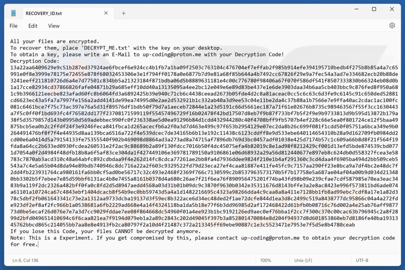 PCLocked ransomware file di testo (RECOVERY_ID.txt)