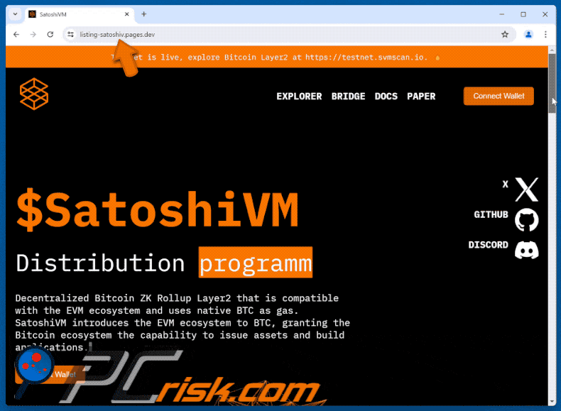 La truffa del programma di distribuzione SatoshiVM